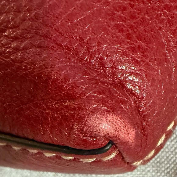 Fossil Red w/Silver Hardware Purse Tote, Shoulder Bag UGC - Picture 7 of 11